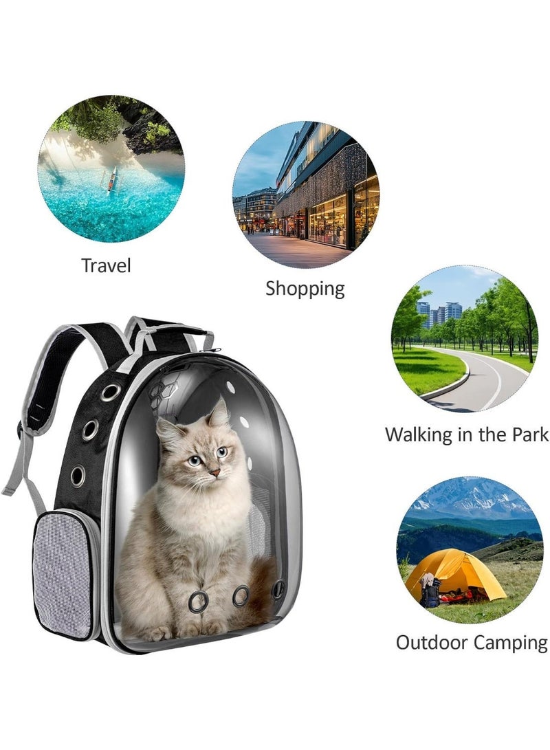 حقيبة ظهر شفافة للقطط بتصميم فقاعة وكبسولة فضائية، قبة صلبة للحماية، مزودة بشبكة تهوية وأحزمة مبطنة مريحة، حقيبة حمل وسفر للحيوانات الأليفة بدون استخدام اليدين - Image 2